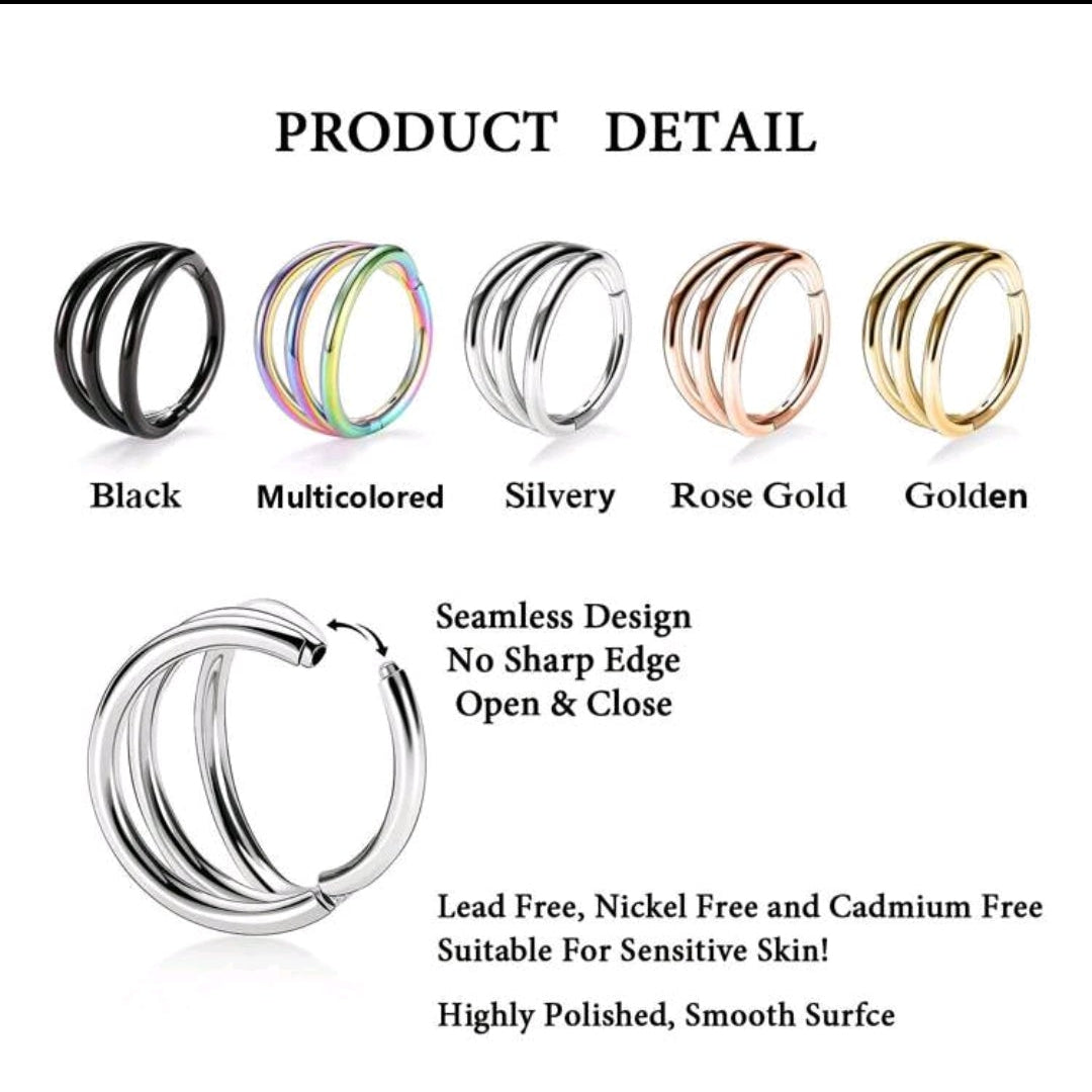 Tripple Layered Nose Ring (1 Pc for Pierced Nose only)