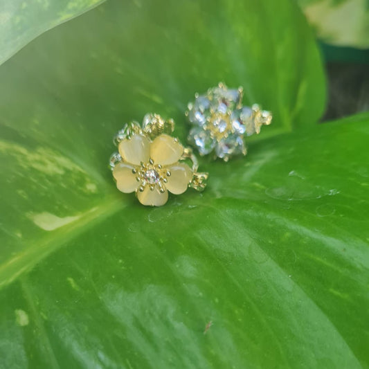 Two sided Golden flower hoops