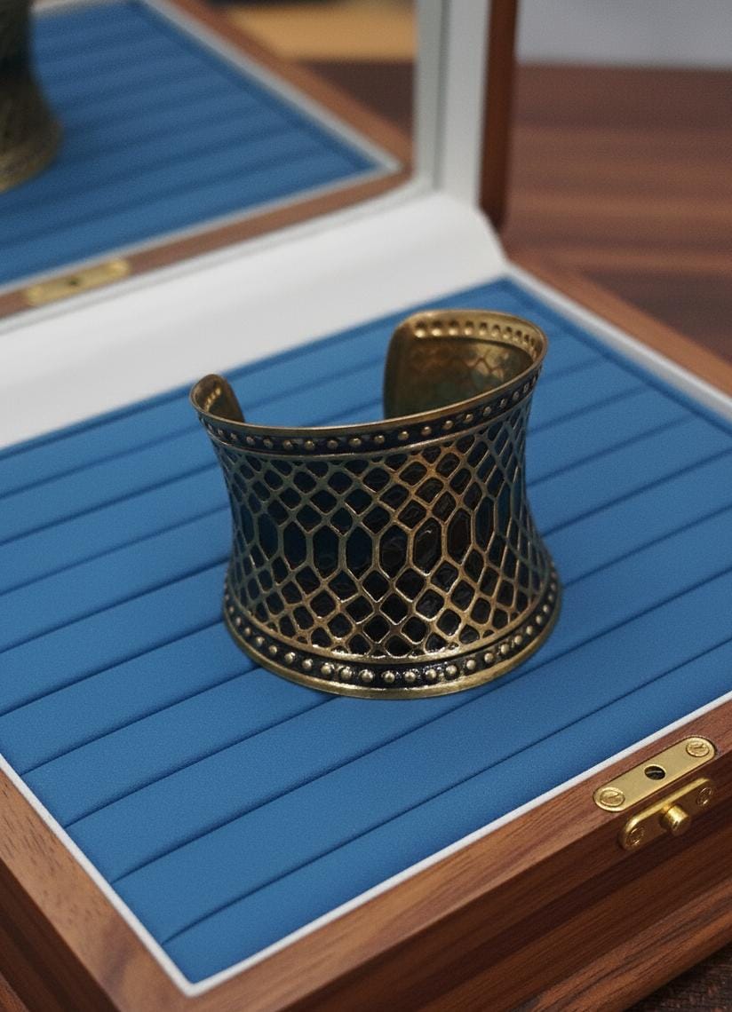 Elegant Gold and Black Ethnic Style Cuff Bracelet