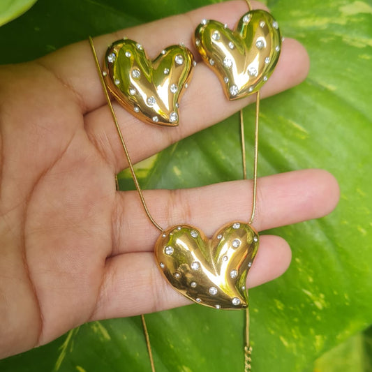 Dashing Gold Heart with Rhinestones