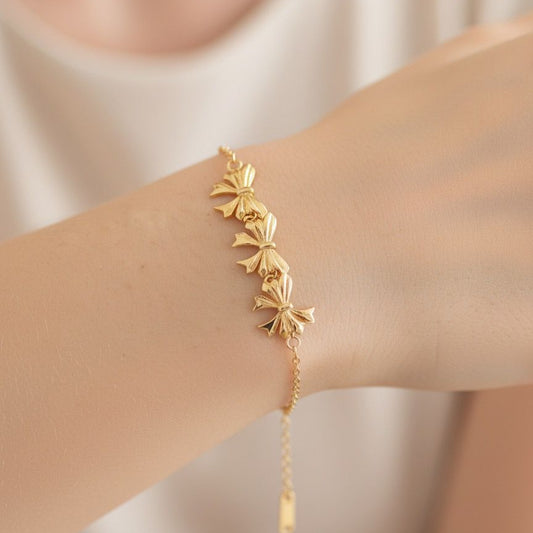 Tripple Bow Bracelet stainless steel gold