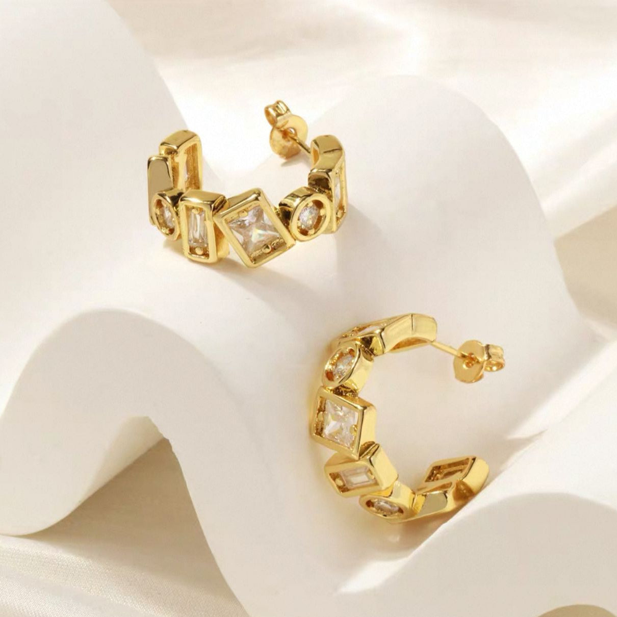 Stainless Steel Rhinestone Earrings