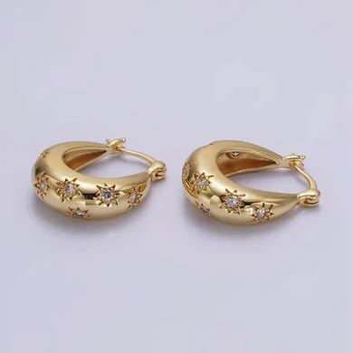 Gold plated Rhinestone Hoops