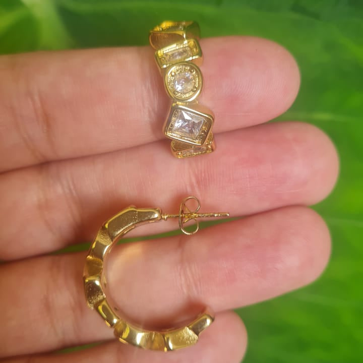 Stainless Steel Rhinestone Earrings