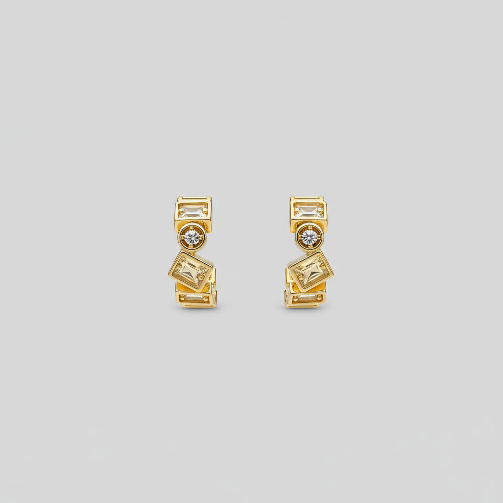 Stainless Steel Rhinestone Earrings