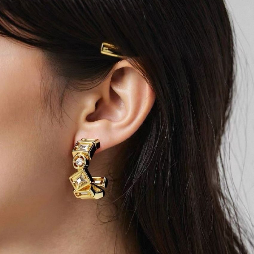 Stainless Steel Rhinestone Earrings