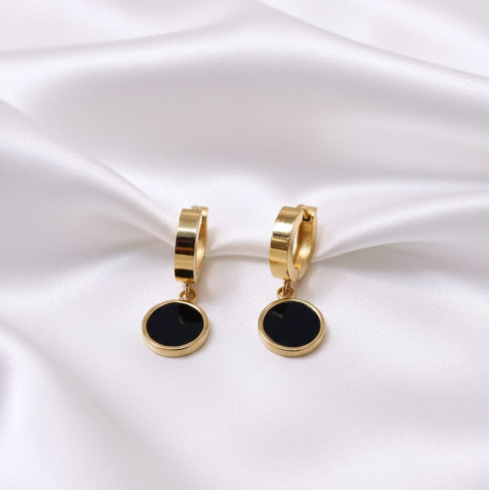 Stainless Steel Gold and Black Earrings
