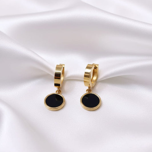 Stainless Steel Gold and Black Earrings