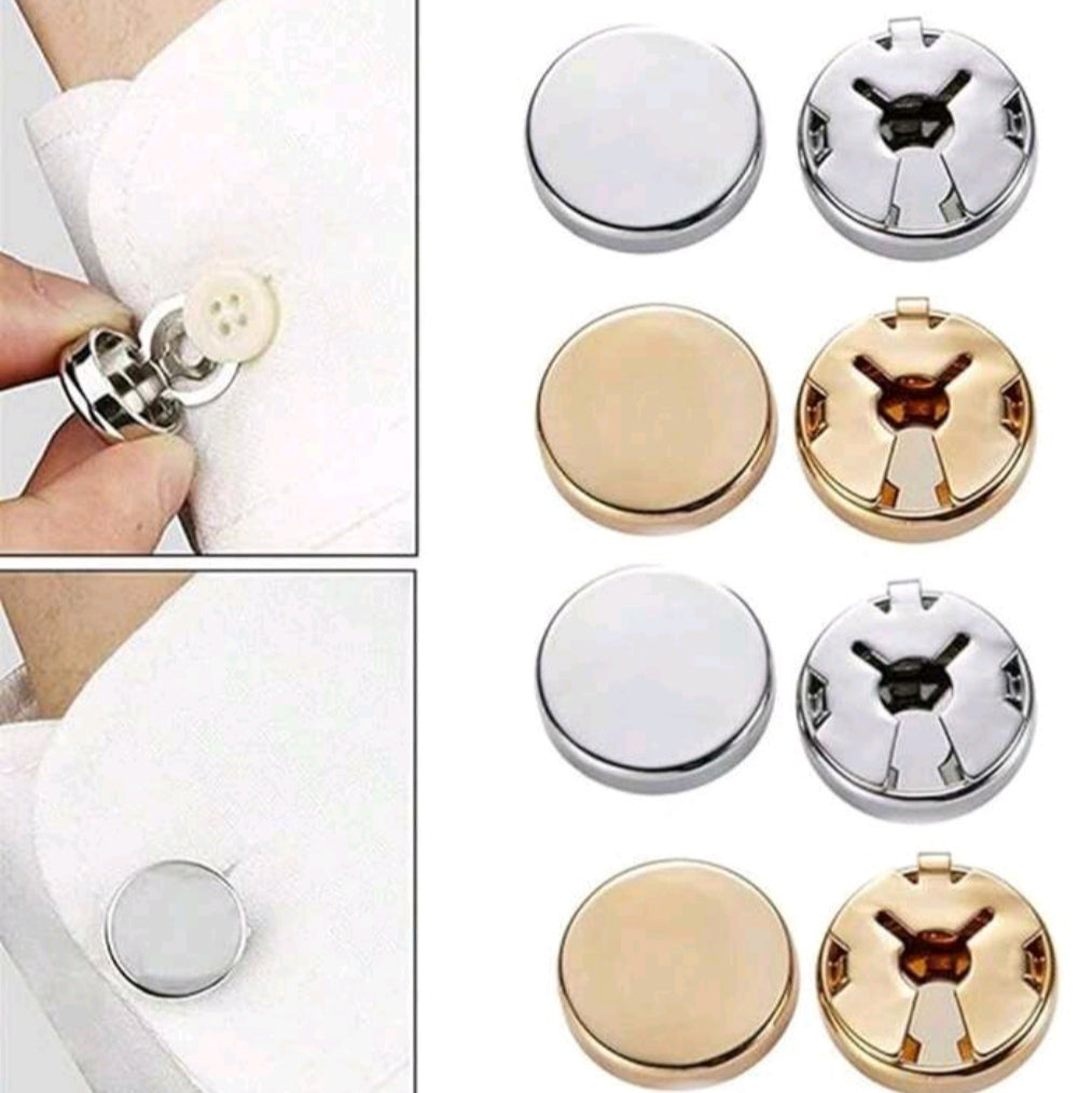 No Sew Buttons Plain Cufflinks (Pack of 2)