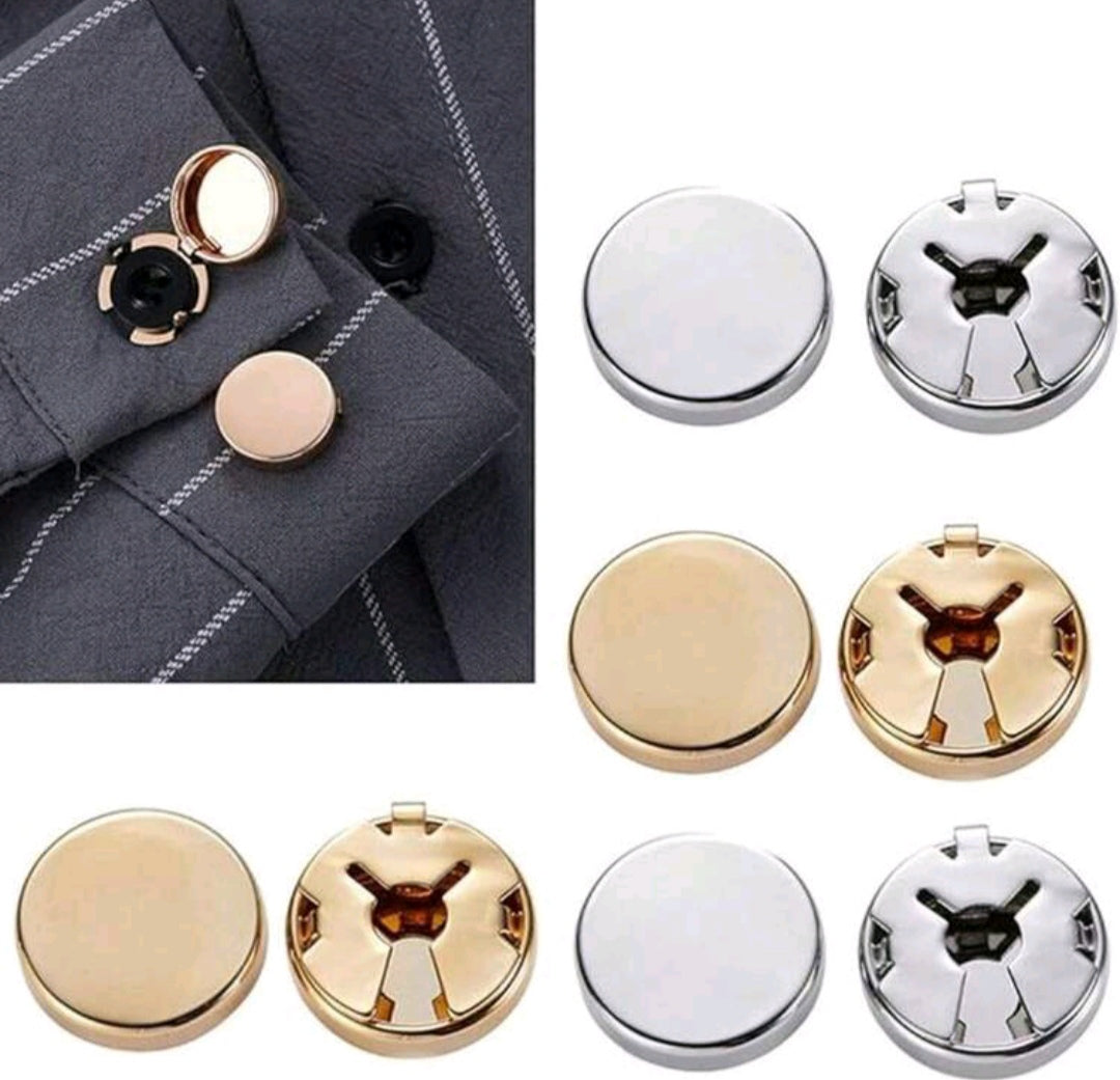 No Sew Buttons Plain Cufflinks (Pack of 2)