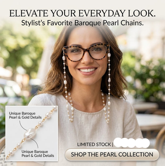 Stainless Steel Sculpted Pearls Glasses Chain (long)