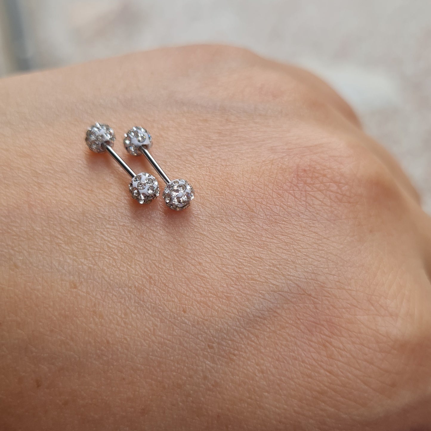 Silver White Zircons Ear Studs