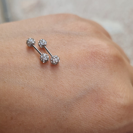 Silver White Zircons Ear Studs