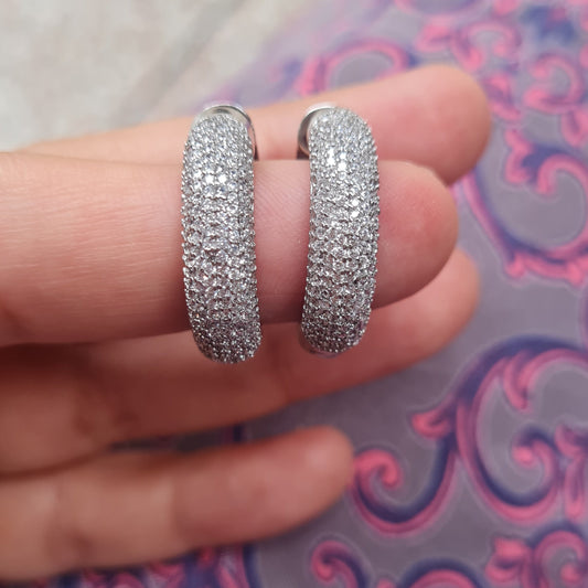 Rhinestones in Silver Hoops