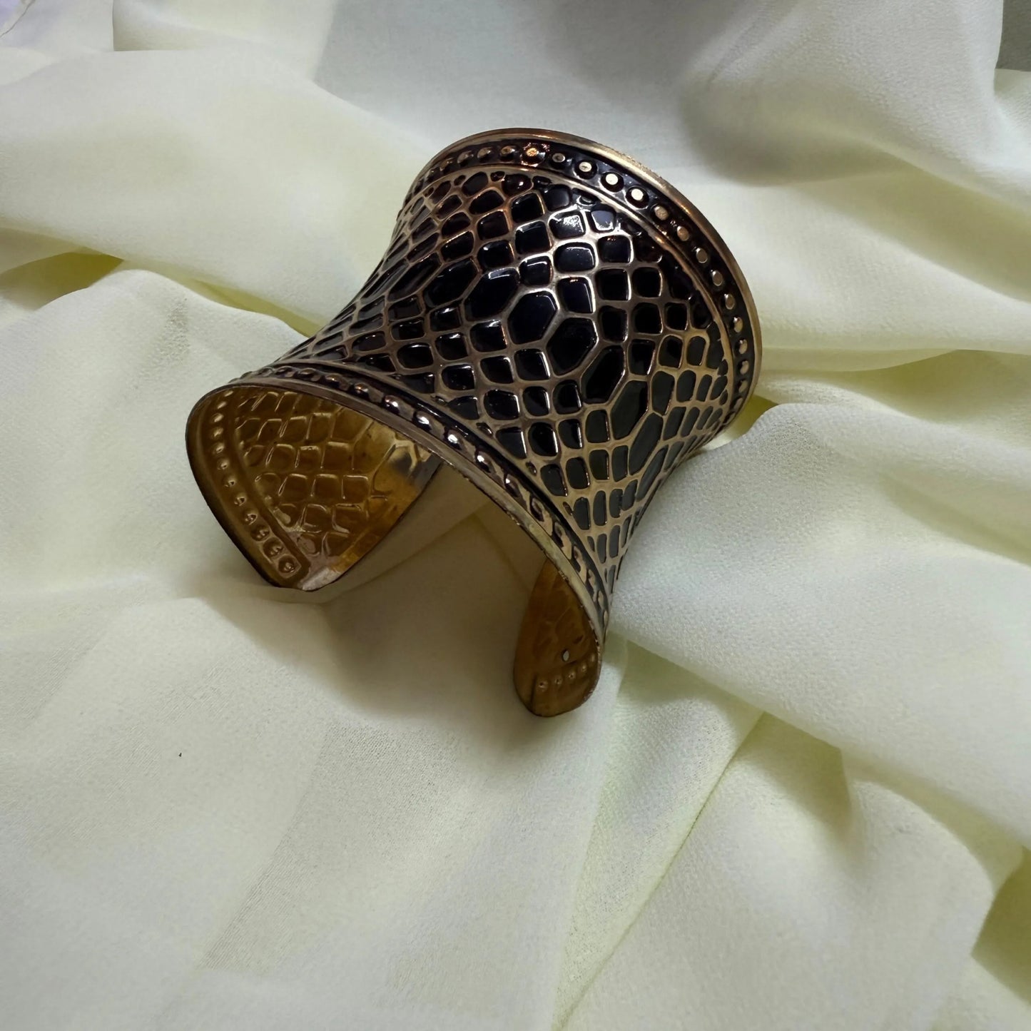 Elegant Gold and Black Ethnic Style Cuff Bracelet