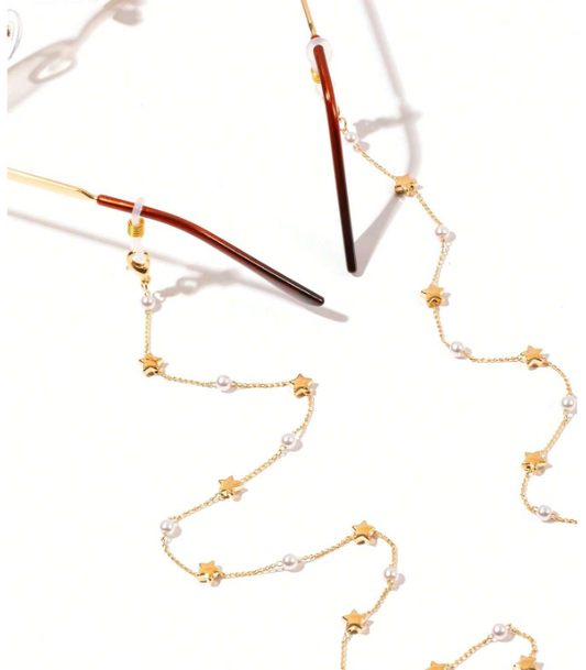 Star & Faux Pearl Women Sunglasses Chain