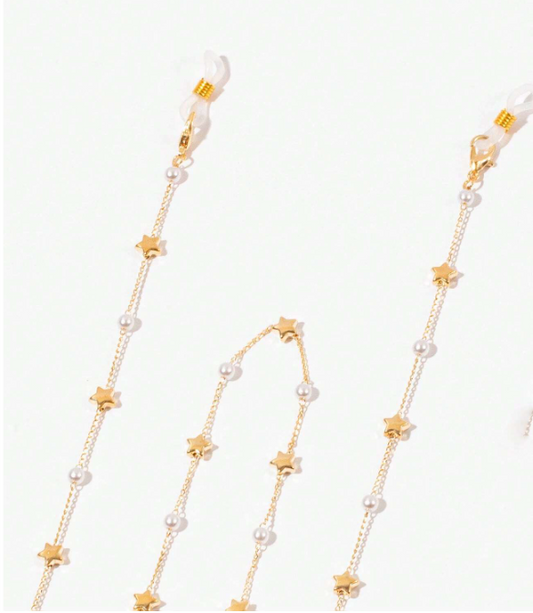 Star & Faux Pearl Women Sunglasses Chain