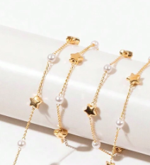 Star & Faux Pearl Women Sunglasses Chain