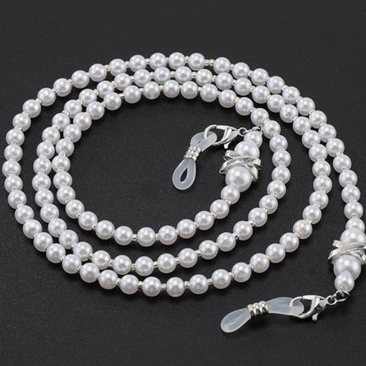 White pearl beaded eyeglasses chain (1 piece - Chain only)