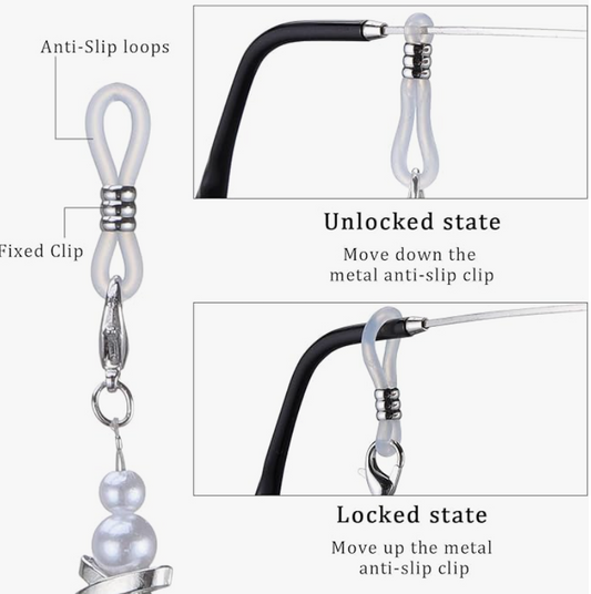 White pearl beaded eyeglasses chain (1 piece - Chain only)