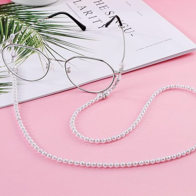 White pearl beaded eyeglasses chain (1 piece - Chain only)