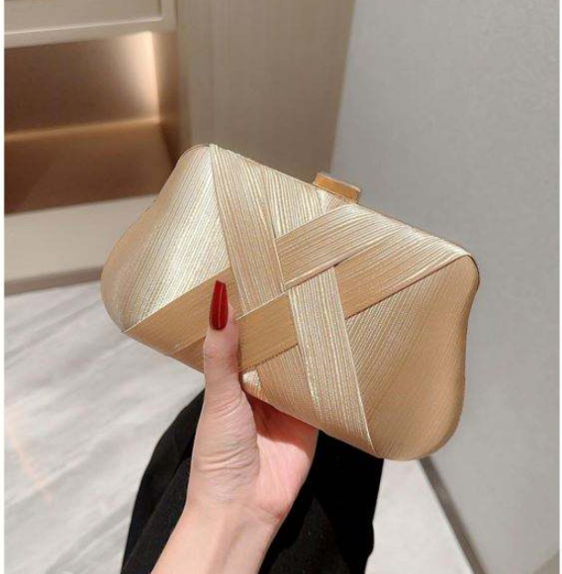 Stylish Woven dinner clutch in gold (Shein Inspired)