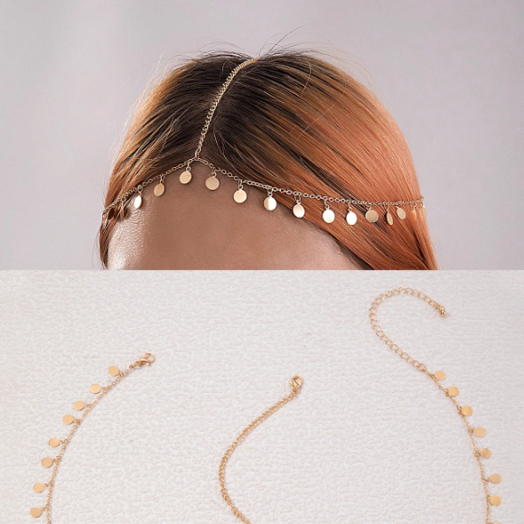 Minimalist head chain with round sequins