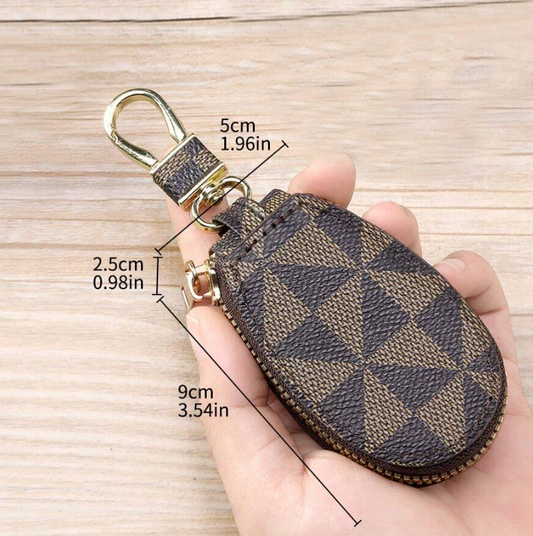 Leather Keychain Holder (Checkered)