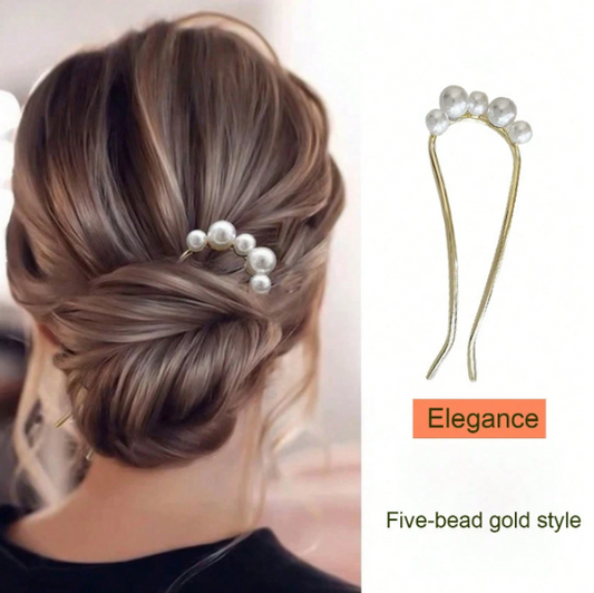 Pearls Hair Bun Pin (Gold)