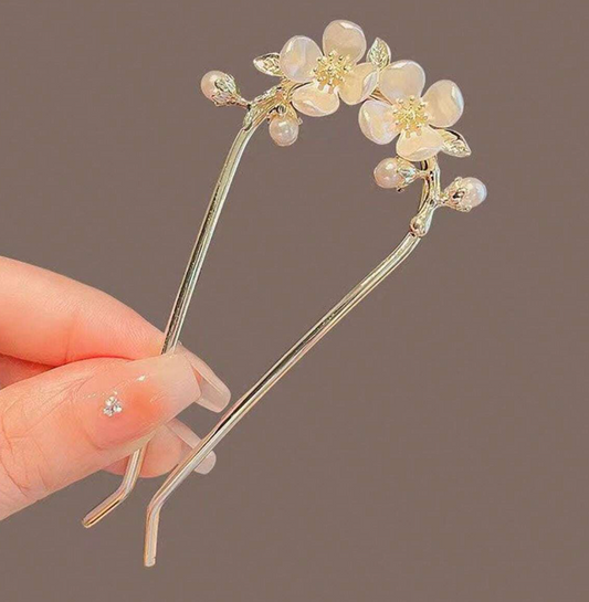 Floral Hair Bun Pin (Gold)