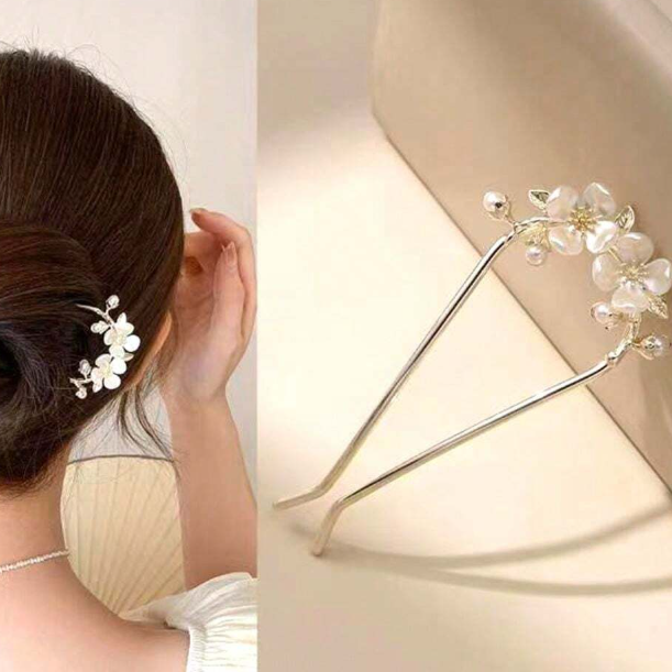 Floral Hair Bun Pin (Gold)