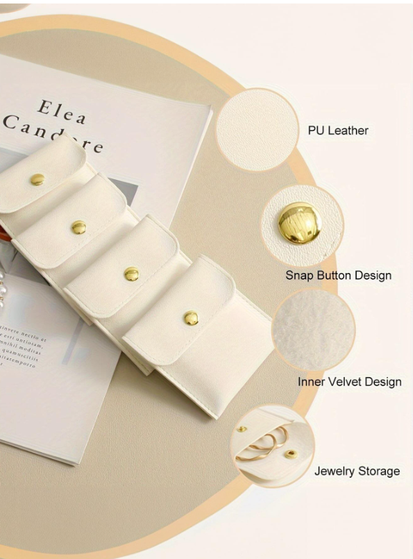 Faux Leather Jewelry Pouch (1 Piece-Beige Color)