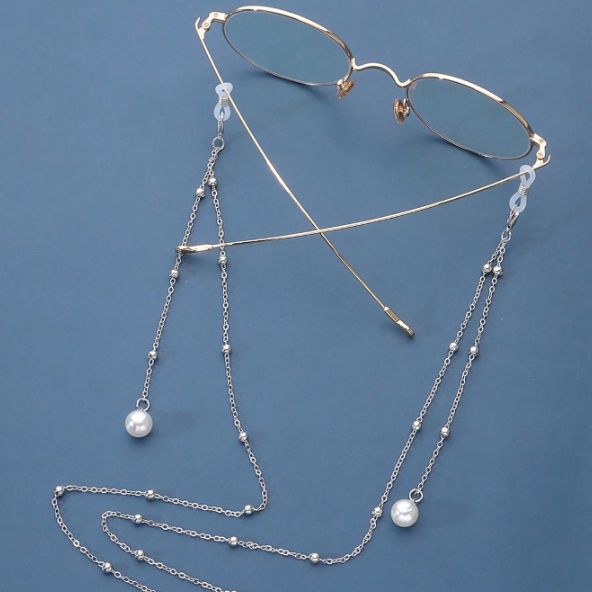 Stylish Silver with Pearl Eyeglasses Chain