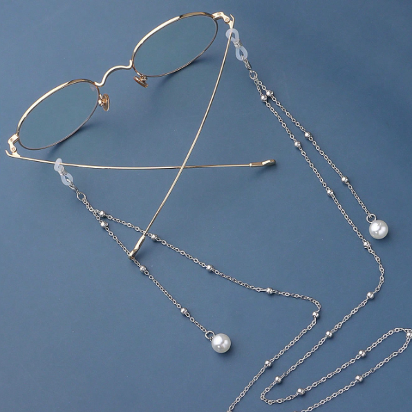 Stylish Silver with Pearl Eyeglasses Chain
