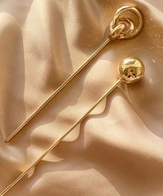 2pcs Simple Metallic Hairpins For Bun Hairstyle