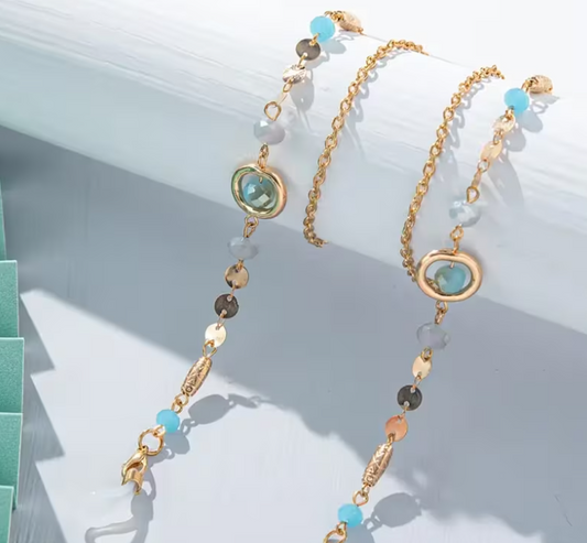 Stylish Crystal Eyeglasses Chain Sea Green (1 piece)