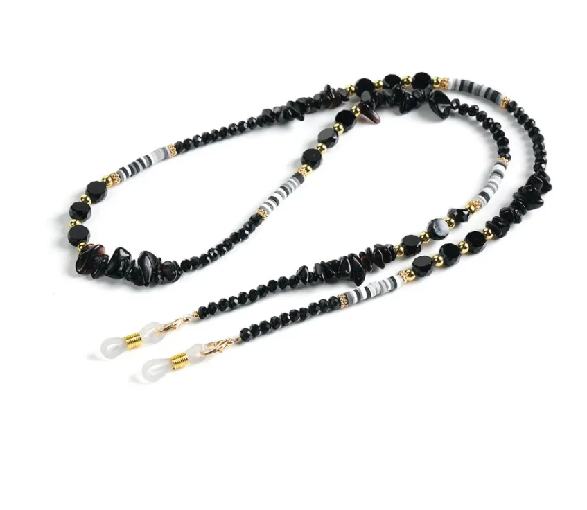 Glasses Chain with Stones - Black