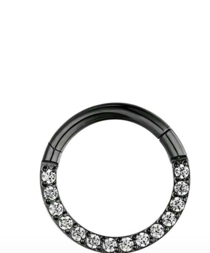 Nose Ring with Rhine stones FRONT INLAY STONES (1 Piece for pierced nose)