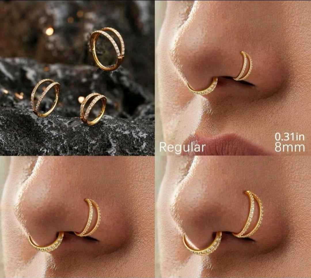 Double Layered Nose Ring (Single Piece For Pierced Nose)