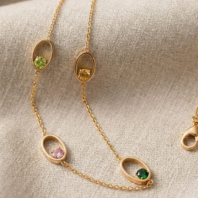 Multi-stones Eyeglasses Chain- Stainless steel
