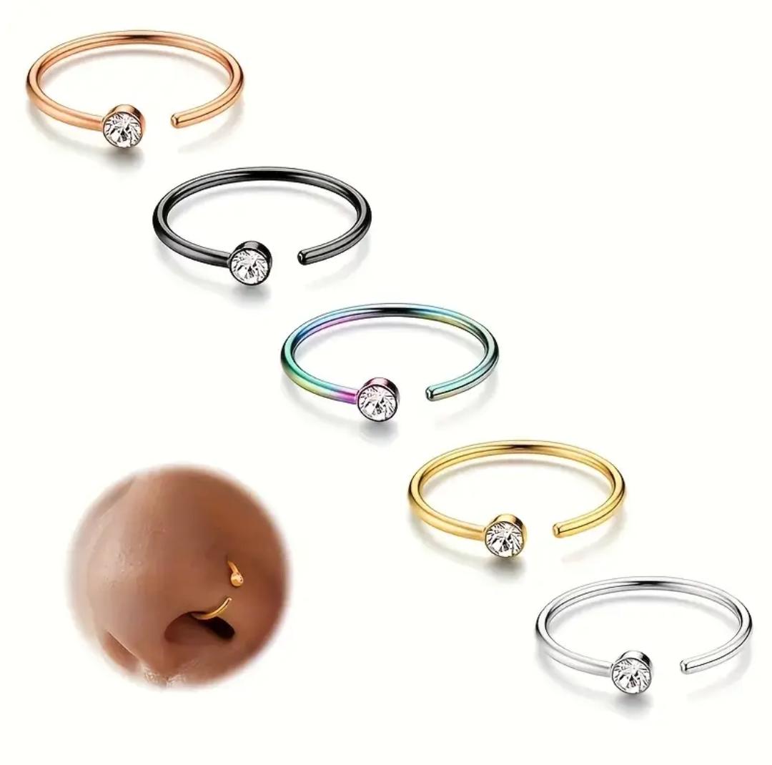 Round Open Nose Ring- (For Pierced Nose Only)
