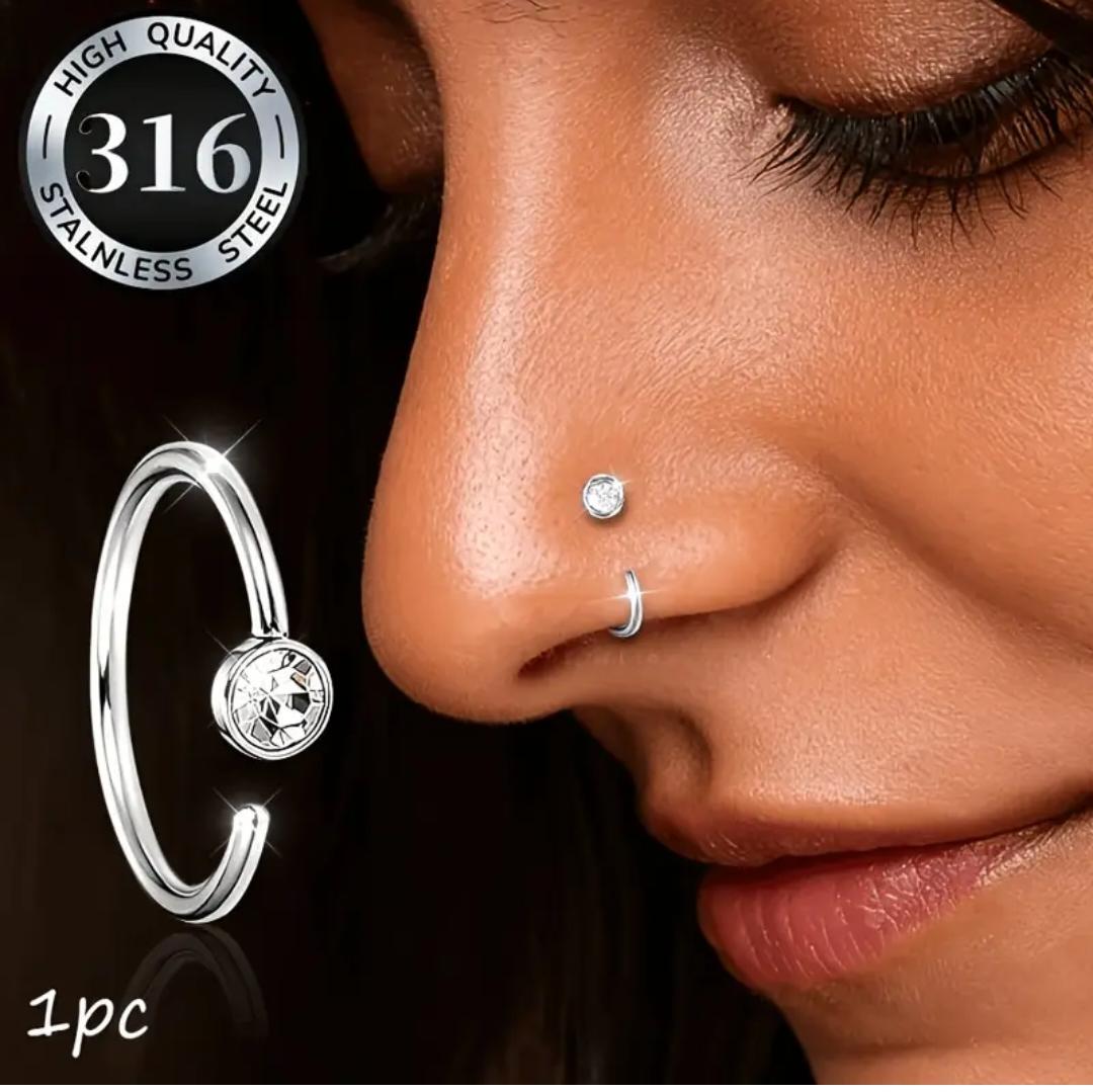 Round Open Nose Ring- (For Pierced Nose Only)