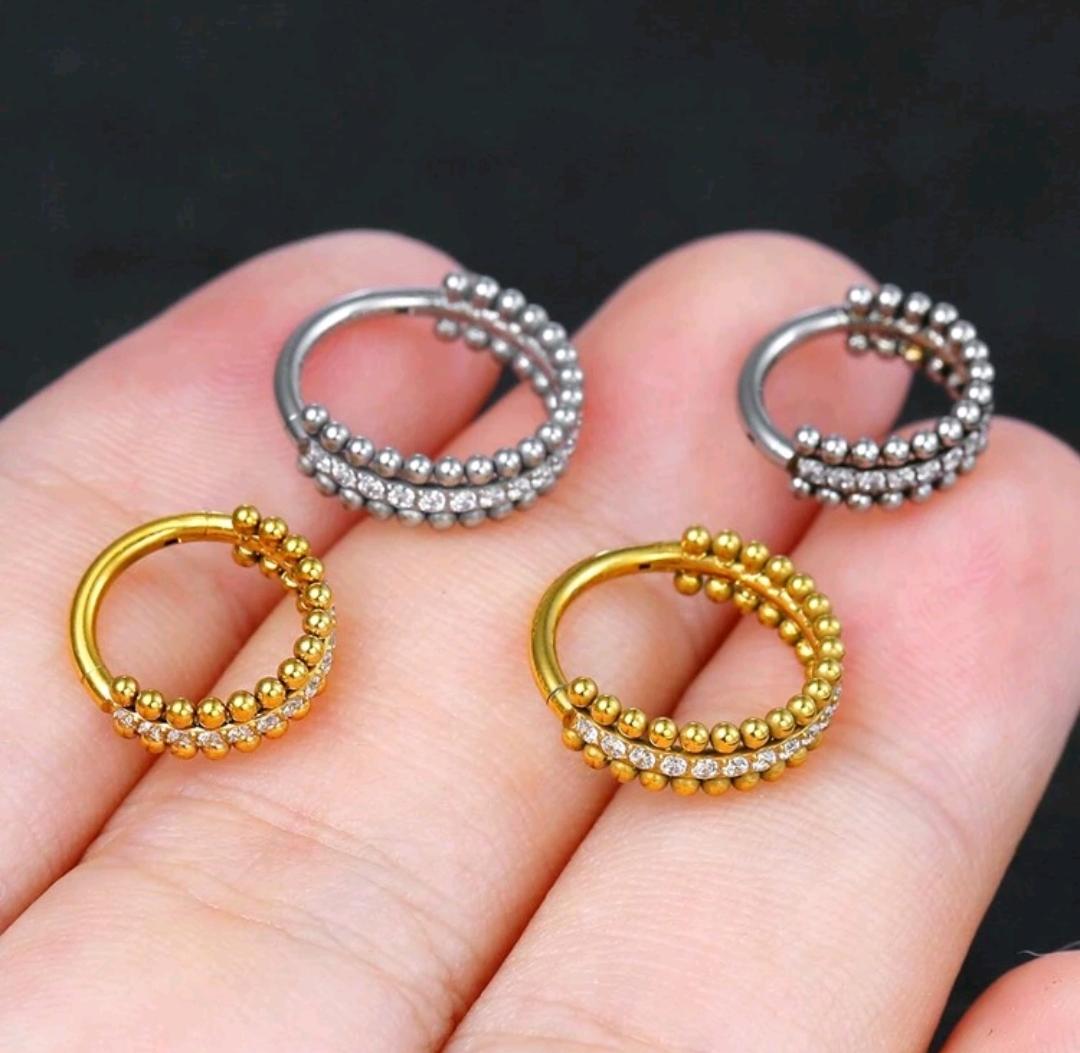 Rhinestones with tiny balls Nose Ring (For Pierced Nose)