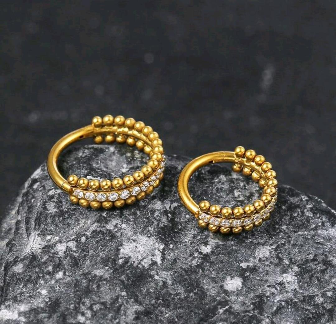 Rhinestones with tiny balls Nose Ring (For Pierced Nose)