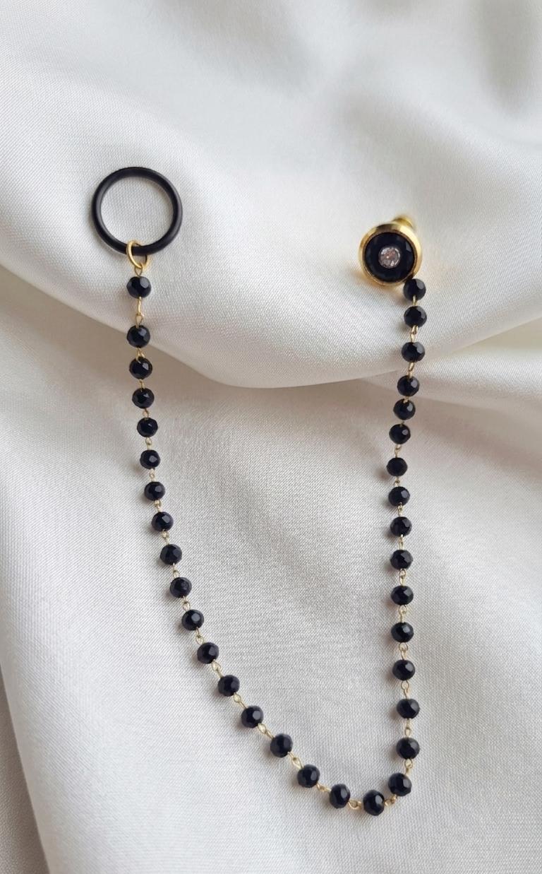 Nose Ring with Black chain & Ear studs (For Pierced nose and ears)