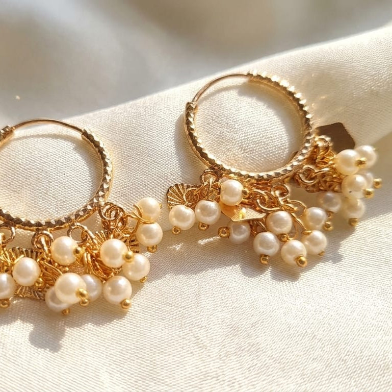 Small Pearly Beads Gold Baaali (Pair)
