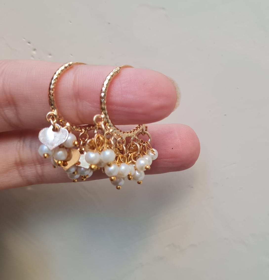 Small Pearly Beads Gold Baaali (Pair)