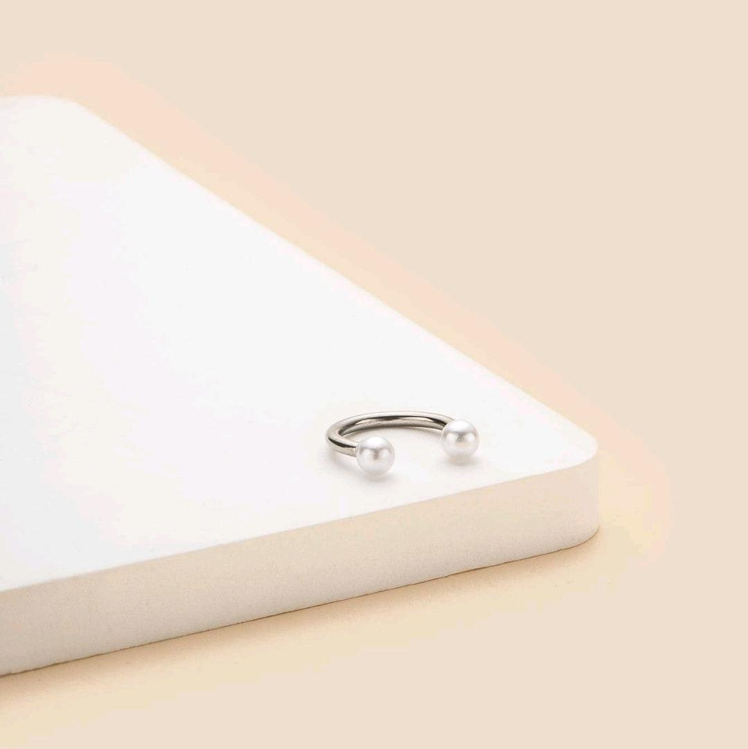 Pearl Nose Ring (Single Piece-For Pierced Nose only)