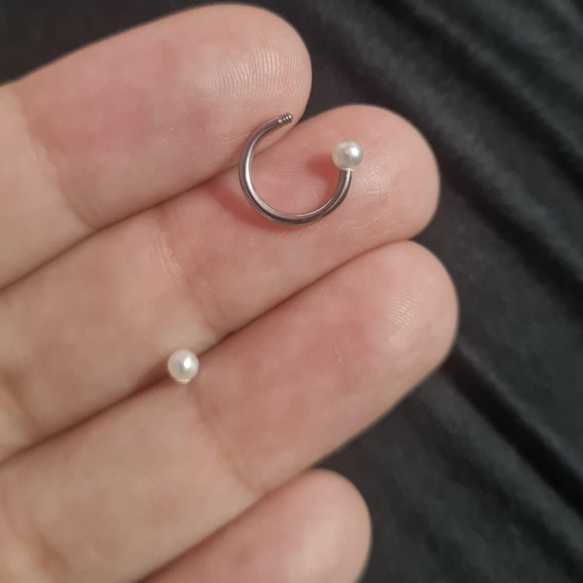 Pearl Nose Ring (Single Piece-For Pierced Nose only)