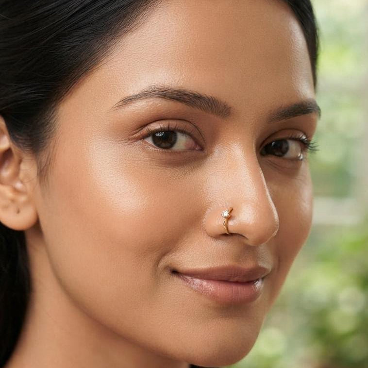 Rhinestones Boom Nose ring (For Pierced Nose)
